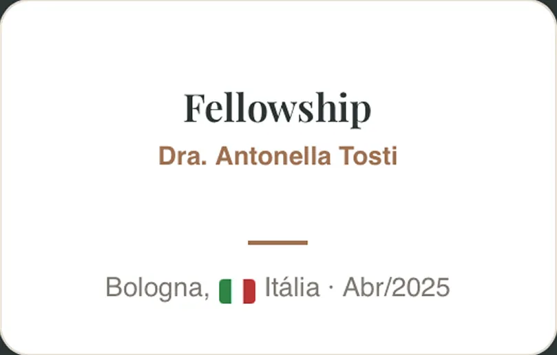 Fellowship com a Dra. Antonella Tosti, Bologna, Itália