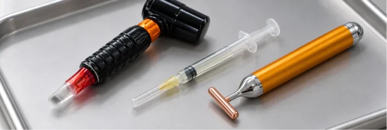 Aplicação de MMP (microinfusão de medicamentos pela pele) no couro cabeludo
